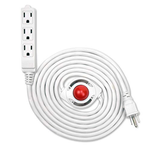 Product Cover NEW! Electes 10 Feet 3 Grounded Outlets Extension Cord with Foot Switch and Light Indicator, 16/3, White - UL Listed