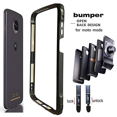 Product Cover Moto Z3 / Z3 Play Case Bumper,Mods Compatible Dngn Luxury Aluminum Metal Frame Cover 4 Corners Shockproof Protective Slim Fit for Motorola Moto Z3/Z3 Play (Moto Z3/Z3 Play Bumper)