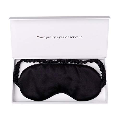 Product Cover YANSER Luxury Silk Sleep Mask 100% Mulberry Silk Eye Mask/Anti-Aging/Skin Care/Multi Colors/Ultra Soft, Light & Comfy/Travel Bag/Gift Package/Blindfold/Black
