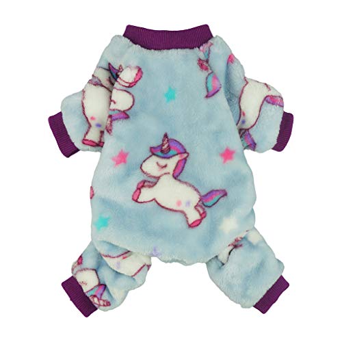 Product Cover Fitwarm Unicorn Pet Clothes for Dog Pajamas Coat Cat PJS Jumpsuit Soft Velvet Purple XS