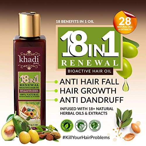 Product Cover Khadi Global 18 In1 Renewal BioActive Hair Oil with 18+ Natural Herbal Oils and Extracts for All Type of Hair Problem (200 ml/6.76 fl.oz)
