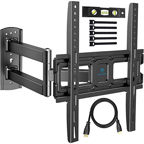 Product Cover PERLESMITH TV Wall Mount Bracket Full Motion Single Articulating Arm for Most 32-55 Inch LED, LCD, OLED, Flat Screen, Plasma TVs with Tilt, Swivel and Rotation up to 77lbs VESA 400x400mm