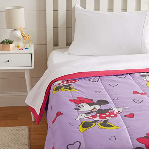 Product Cover AmazonBasics by Disney Minnie Mouse Purple Love Comforter, Twin