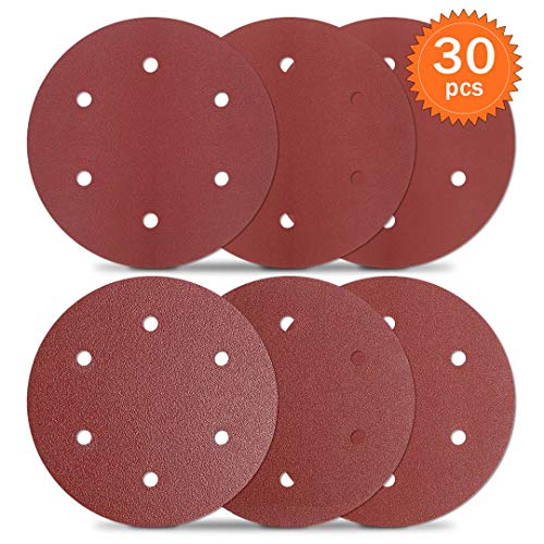 Product Cover TACKLIFE Sanding Abrasive Discs, 30PCS Sanding Discs 9-Inch/ 225mm 6 Holes for Drywall Sander, Hook and Loop Sandpaper 60, 80, 120, 180, 240, 320 Grits (5 in Each) ASD5A