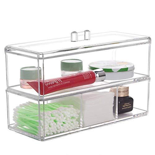 Product Cover SAMPLUS MALL (LABEL) Acrylic 2-Layer Clear Rectangular Transparent Cosmetic Storage Display Box Holder