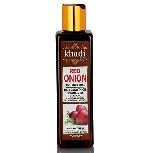 Product Cover KHADI GLOBAL RED ONION HAIR GROWTH OIL WITH PURE ARGAN, JOJOBA, ROSEMARY, BLACK SEED OIL IN PUREST FORM VERY EFFECTIVELY CONTROL HAIR LOSS, PROMOTES HAIR GROWTH 100% NATURAL HAIR FOOD 200ml/6.76 fl.oz