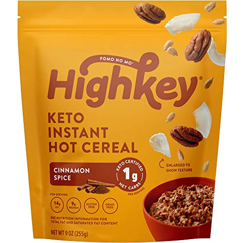 Product Cover HighKey Snacks Keto Breakfast Hot Cereal - Instant Low Carb, Gluten Free Food - High Protein Oatmeal Snack - Perfect Ketogenic Friendly Products - Diabetic Diets - Grits - Cinnamon Spice