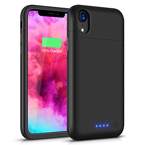 Product Cover Battery Case for iPhone Xr, 5500mAh Conqto Portable Protective Power Charging Case Compatible with iPhone Xr(6.1 inch) Rechargeable Extended Battery Charger Case Power Bank Charging Case Cover-Black