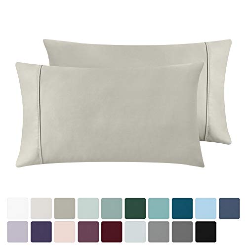 Product Cover 400 Thread Count 100% Cotton Pillow Cases, Taupe Standard Pillowcase Set of 2, Long - Staple Combed Pure Natural Cotton Pillows for Sleeping, Soft & Silky Sateen Weave Bed Pillow Covers