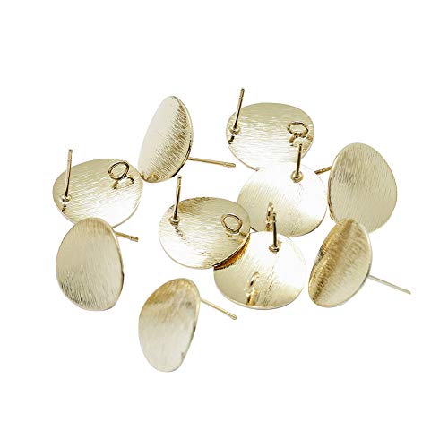 Product Cover ARRICRAFT 40pcs Electroplated Brass Stud Earring Findings with Loop Real 18K Gold Plated Stud Earrings Flat Round Earring Settings Nickel Free Ear Stud Components for Earring Making