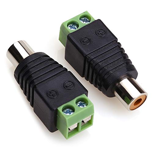 Product Cover MOBOREST RCA Cable Audio Adapter, Phono RCA Male Plug to AV Screw Terminal Audio/Video Speaker Wire connectors Solderless Adapter (Solder Free RCA Female-2pack)