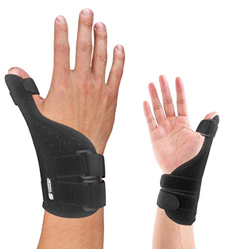 Product Cover Copper Compression Long Thumb Brace - Guaranteed Highest Copper Thumb Spica Splint for Arthritis, Tendonitis. Fits Both Right Hand and Left Hand. Wrist, Hands, and Thumb Stabilizer and Immobilizer