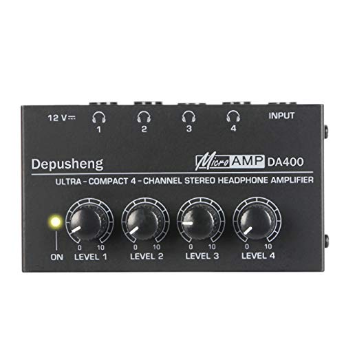 Product Cover Depusheng DA400 Ultra-Compact 4 Channels Mini Audio Stereo Headphone Amplifier with Power Adapter Black