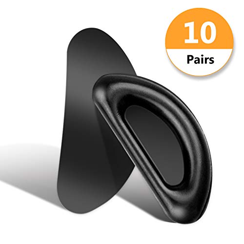 Product Cover YR Eyeglass Nose Pads, Stick On Soft Silicone Nose Pad Cushion, Adhesive Anti-Slip Nose Pads for Glasses, Eyeglasses, Sunglasses, 1.3mm, 10 Pairs, Black