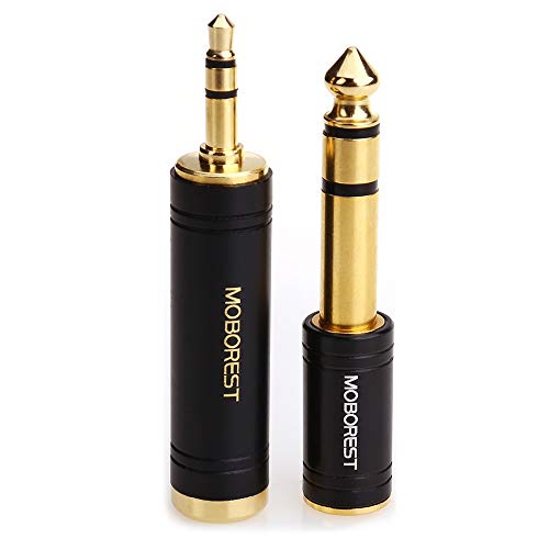 Product Cover MOBOREST 3.5mm M to 6.35mm F Stereo Pure Copper Adapter, 1/8 Inch Plug Male to 1/4 Inch Jack Female Stereo Adapter, Can be Used Conversion Headphone adapte, amp adapte, Black Fashion 2-Pack