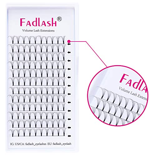 Product Cover Volume Eyelash Extensions D Curl 8~20mm Premade Fans Lash Extensions 3D/5D 0.10mm Volume Fans Supplies by FADLASH (5D-0.10-D, 13mm)
