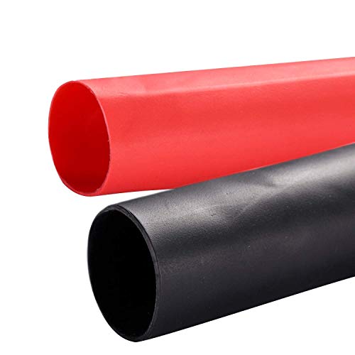 Product Cover Young4us 2 Pack 1/2'' Heat Shrink Tube 3:1 Adhesive-Lined Heat Shrinkable Tubing Black&RED 4Ft