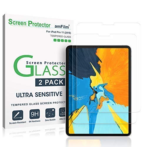 Product Cover amFilm Glass Screen Protector for iPad Pro 11 inch (2 Pack), Tempered Glass, Ultra Sensitive, Face ID and Apple Pencil Compatible