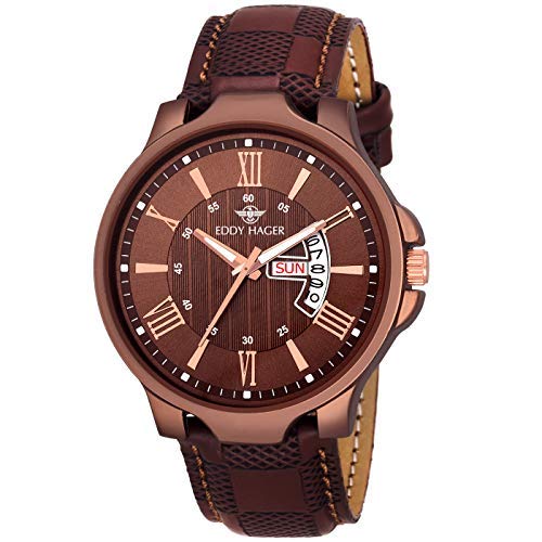 Product Cover Eddy Hager Brown Day & Date Men's Watch EH-164-BR