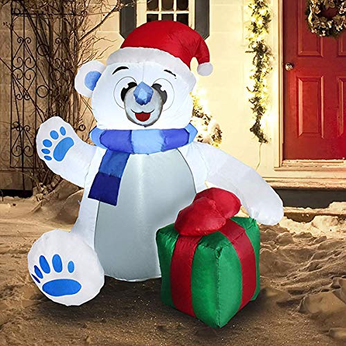 Product Cover Joiedomi 4 ft Christmas Self Inflatable Polar Bear LED Light Up Giant Blow Up Yard Decoration for Xmas Holiday Indoor/Outdoor Garden Party Favor Supplies Décor.