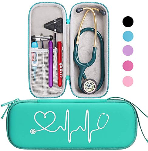 Product Cover BOVKE Travel Carrying Case for 3M Littmann Classic III Stethoscope - Extra Room for Taylor Percussion Reflex Hammer and Reusable LED Penlight,Emerald
