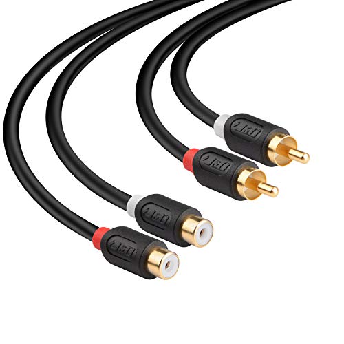 Product Cover J&D 2RCA to 2RCA Cable, RCA Cable Gold-Plated [Audiowave Series] 2 RCA Male to 2 RCA Female Stereo Audio Cable - 6 Feet