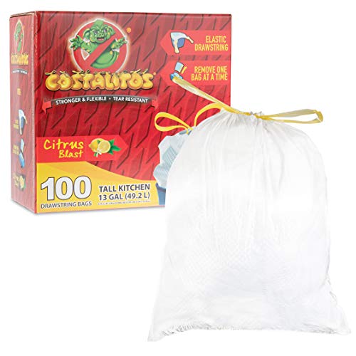 Product Cover Trash Bags 13 Gallon - Tall Kitchen Trash Bags for Home Cleaning | Resistant Garbage Bags | 100 Count - by Costalitos