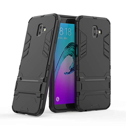 Product Cover Galaxy J6 Plus Armor Case DWaybox 2 in 1 Hybrid Heavy Duty Armor Hard Back Case Cover with Kickstand for Samsung Galaxy J6 Plus/J6 Prime 2018 6.0 Inch (All Black)