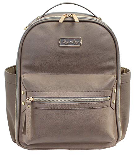 Product Cover Itzy Ritzy Mini Diaper Bag Backpack - Chic Mini Diaper Bag Backpack with Vegan Leather Changing Pad, 8 Total Pockets (4 Internal and 4 External), Grab-Top Handle and Rubber Feet, Taupe