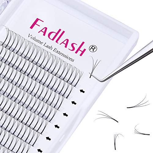 Product Cover 3D Volume Lash Extensions FADLASH Premade Fans Eyelash Extensions C D Curl Long Stem Eyelash Volume Extensions 0.10mm Individual Lashes 8-20mm Length (3D-0.10-D, 13mm)