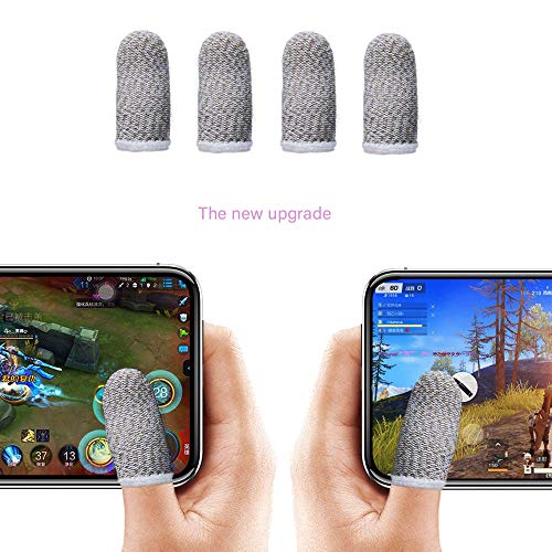 Product Cover Finger Sleeve, Breathable Mobile Game Controller Finger Sleeve Touch Screen Finger Cot with Conducting Wire Fiber for PUBG Mobile, Rules of Survival, for Android iOS Tablet (4 Pack)