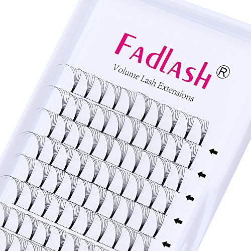 Product Cover Volume Lash Extensions D Curl 8~20mm Premade Volume Eyelash Extensions 3D/5D 0.10mm Pre-fanned Lash Extensions Supplies by FADLASH (5D-0.10-D, 12mm)