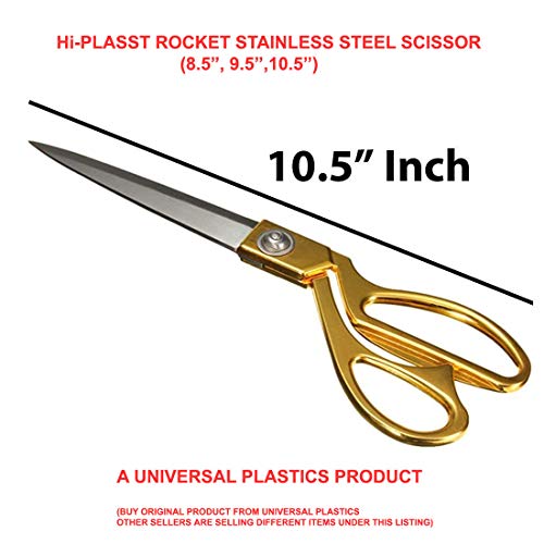 Product Cover Hi-PLASST Rocket Premium Stainless Steel Sewing/Tailoring Scissor, (Golden) Sharp Cloth Cutting/Altering for Professionals(8.5inch, 9.5inch, 10.5inch) (10.5 INCH)
