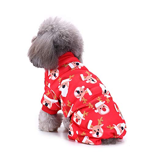 Product Cover BWOGUE Small Pet Dogs Christmas Costumes Cute Santa Claus Rudolph Reindeer Xmas Pet Clothes for Dog Pajamas Soft Suit Shirts,Small