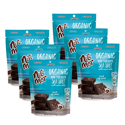 Product Cover Nib Mor Organic Dark Chocolate Snacking Bites with 80% Cacao - Sea Salt, 3.55 (Pack of 6)