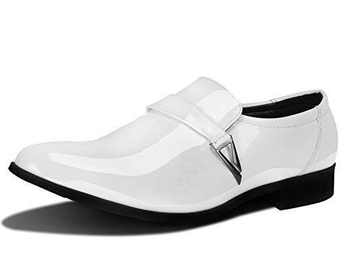 Product Cover ZZHAP Men's Pointed-Toe Tuxedo Dress Shoes Casual Slip-on Loafer White US 11.5