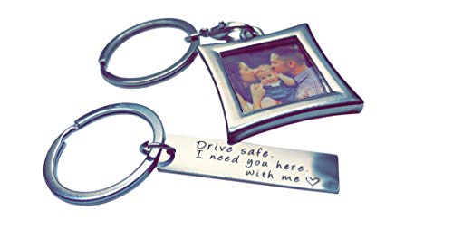 Product Cover Drive Safe Keychain I Need You Here With Me And Elegant Mini Photo Frame, Perfect Gift For Someone You Love, Trucker Husband Or For Boyfriend, Couples Christmas Gift - Amzlife