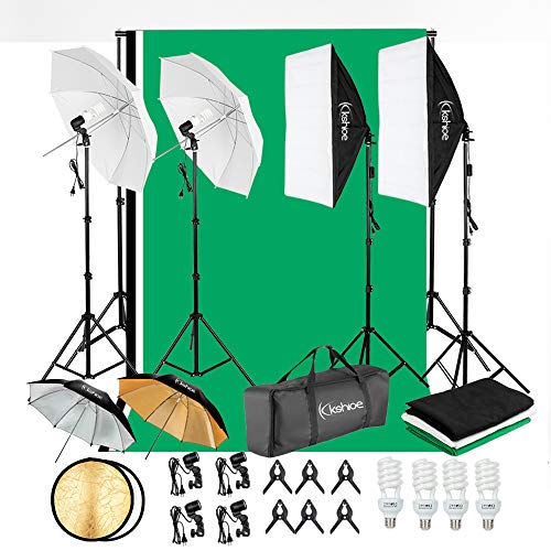 Product Cover Kshioe 800W 5500K Umbrellas Softbox Continuous Lighting Kit with Backdrop Support System for Photo Studio Product, Portrait and Video Shoot Photography