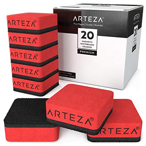Product Cover ARTEZA 20 Small Magnetic Whiteboard Dry Erasers, Perfect for the Office, Home, or Classroom