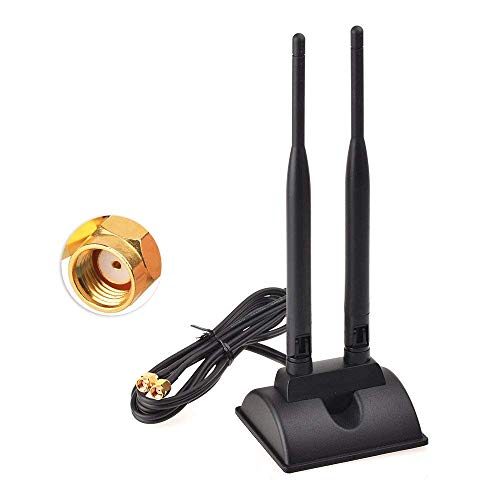 Product Cover Eightwood Dual WiFi Antenna with RP-SMA Male Connector, 2.4GHz 5GHz Dual Band Antenna Magnetic Base for PCI-E WiFi Network Card USB WiFi Adapter Wireless Router Mobile Hotspot