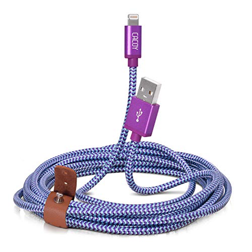 Product Cover [Apple MFi Certified] Cacoy Lightning To USB Braided Cable With Aluminum Housing 10 Feet/3 Meters Long Purple/Blue Compatible For iPhone XS Max XR X 8 8 Plus 7 7 Plus 6s Plus 5s iPad Pro Air Mini iPod