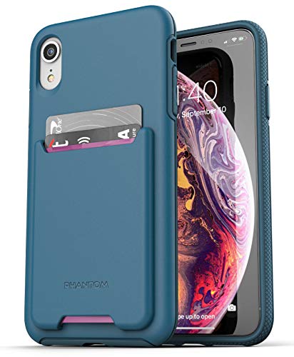 Product Cover Encased iPhone XR Wallet Case (2018) Ultra Durable Cover with Card Holder Slot (4 Credit Cards Capacity) (Phantom/Ocean Blue)