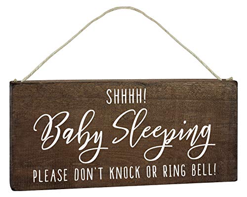 Product Cover Baby Sleeping Sign for Front Door Decorations Hanging - Do Not Knock or Ring Doorbell - No Soliciting Please Don't Disturb