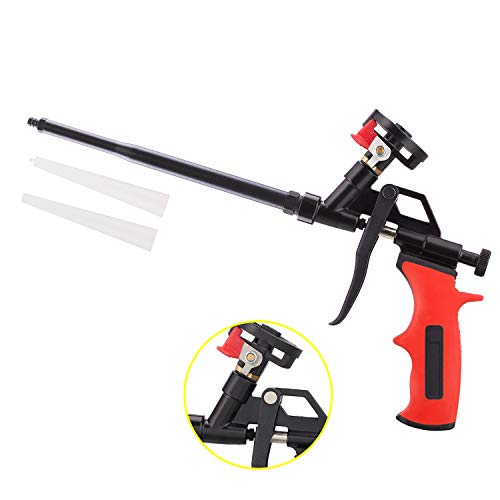 Product Cover Needn't Clean Foam Gun, Pu Expanding Foaming Gun, Upgrade Caulking Gun, Heavy Duty Spray Foam Gun, Mental Body Covered with PTFE, Suitable for Caulking, Filling, Sealing, Home and Office Use