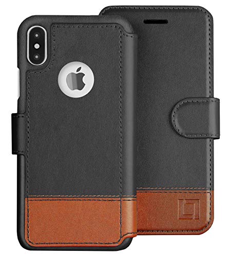 Product Cover LUPA iPhone X Wallet Case-Slim & Lightweight iPhone X Flip Case with Credit Card Holder - iPhone 10 Wallet Case For Women & Men - Faux Leather iphone Xs Purse Cases with Magnetic Closure - Smoky Cedar