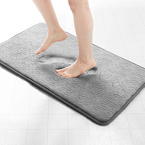 Product Cover Genteele Memory Foam Bathroom Rugs Non-Slip Absorbent Bath Mat Rug Carpet, Machine Wash and Dry, Embossed Soft Velvet Plush Surface (22
