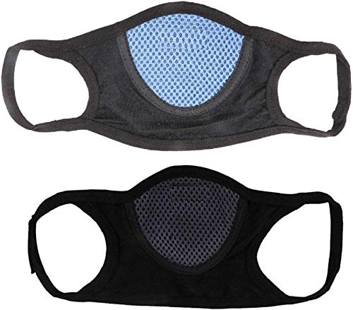 Product Cover Prime Box Autoridez Cotton and Nylon Bike Face Mask Combo of 2 Pieces (Standard Size, Black)