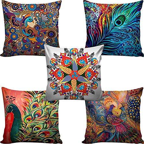 Product Cover swasiya Jute Cushion Cover (Multicolour, 16x16)-Set of 5
