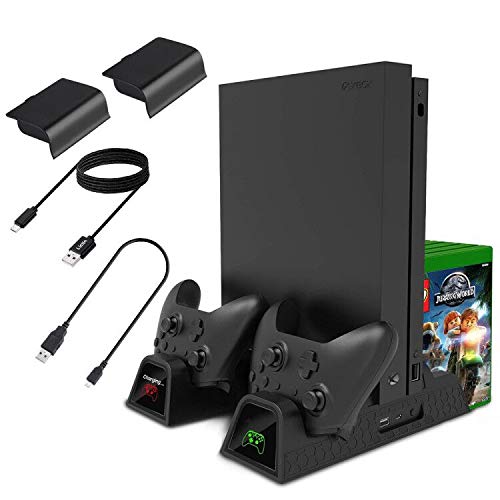 Product Cover Lictin Xbox One Cooling Vertical Stand - Dual Controller Charging Docking Station for Xbox One/ Xbox One S /Xbox One X Console with 2 Pack 600mAh Batteries and 2pcs Charging Cables