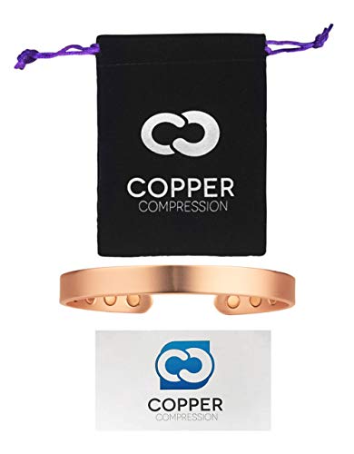 Product Cover Copper Compression Pure Copper Bracelet for Arthritis - 99.9% Pure Copper Magnetic Therapy 12 Magnet Bangle Bracelet for Men + Women. Therapeutic Golf Bracelets, Carpal Tunnel, RSI Joint Pain